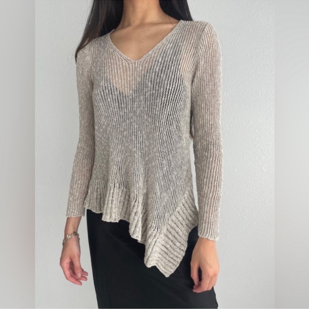 Eileen Fisher | Asymmetrical Open Weave Summer Sweater